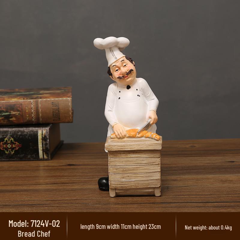 European Chef Figurine - Decorative Ornament for Home, Cafe, Cake Shop, or Living Room