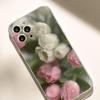 Powder White Tulip Shockproof Clear Case for iPhone 14/15/16/17 Pro Max