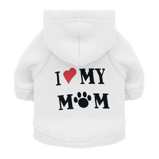 Pet Dog Short Sleeve Hooded T-Shirt I Love My Mom Letter Print Puppy Hoodies