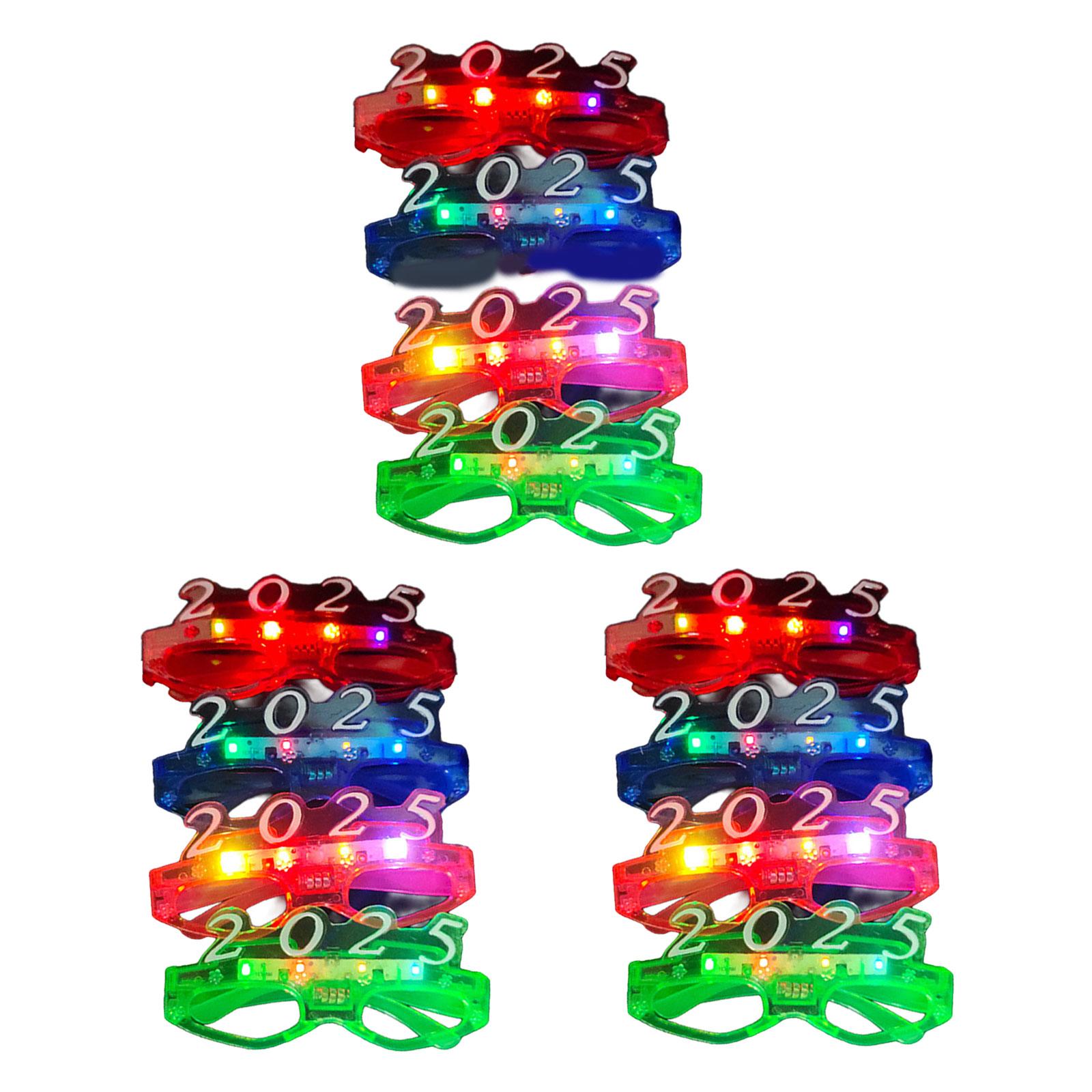 

LED Eye Frame Plastic Party Glasses New Year Eve 2025 Glasses Music Festival Eyeglasses Photostudio Decoration 12PCS