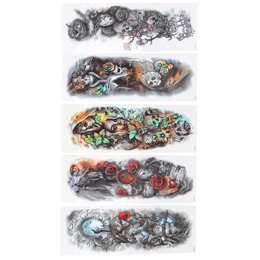 Waterproof Temporary Tattoos Full Arm Tattoo Stickers Long Lasting Fake Tattoos 5PcsSet