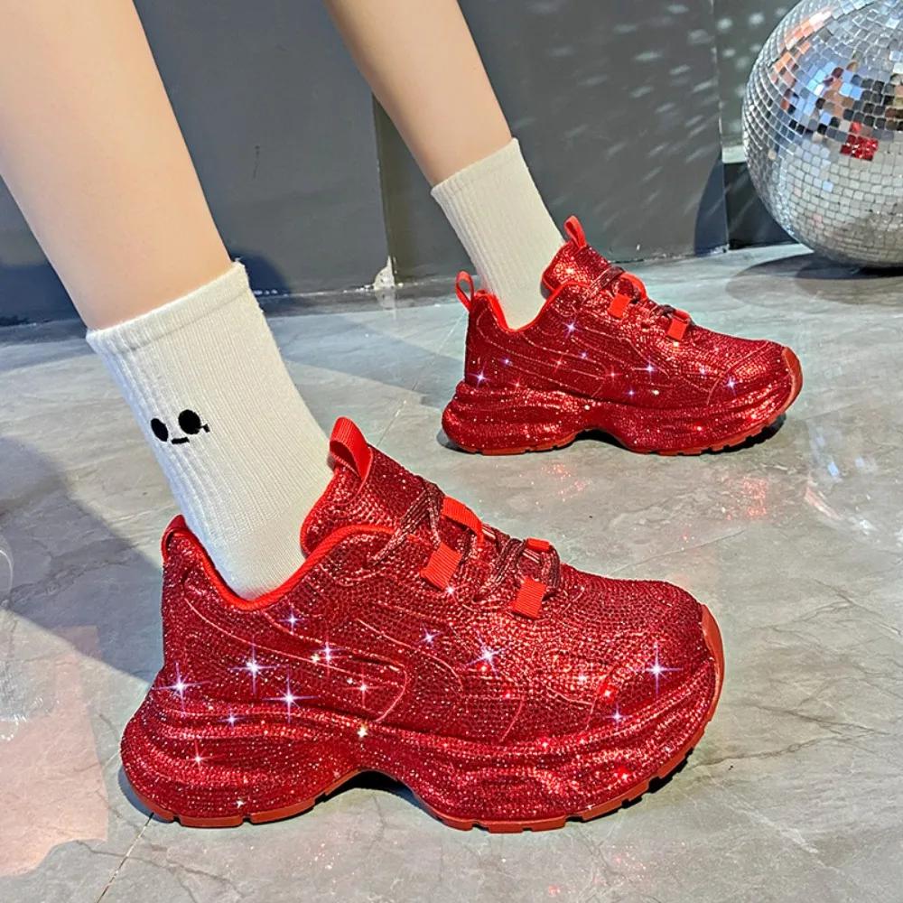 Fashion 5cm Fashionable and Breathable Women's Vulcanize Shoes with Thick Bottom Low Cut Casual Sneakers for Leisure and Sports