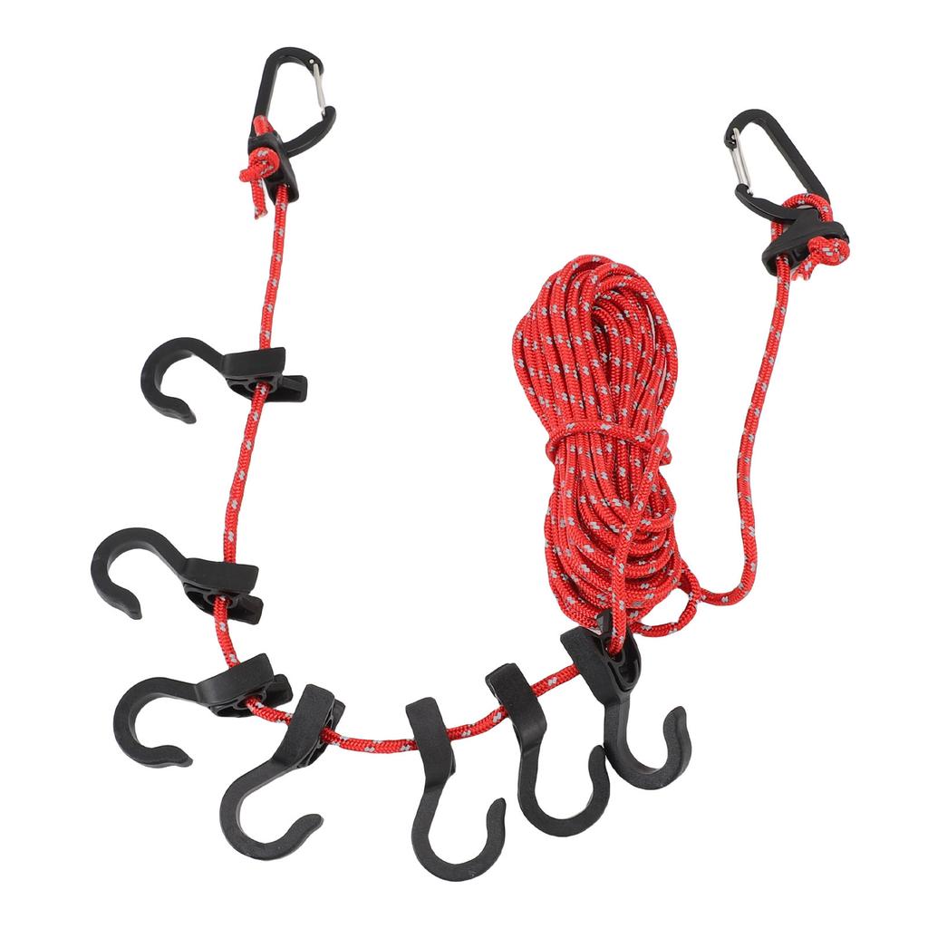 Portable Travel Clothesline   16.4ft Length Clothes Drying Rope Windproof 5m Clothesline with Hooks for Outdoor Camping