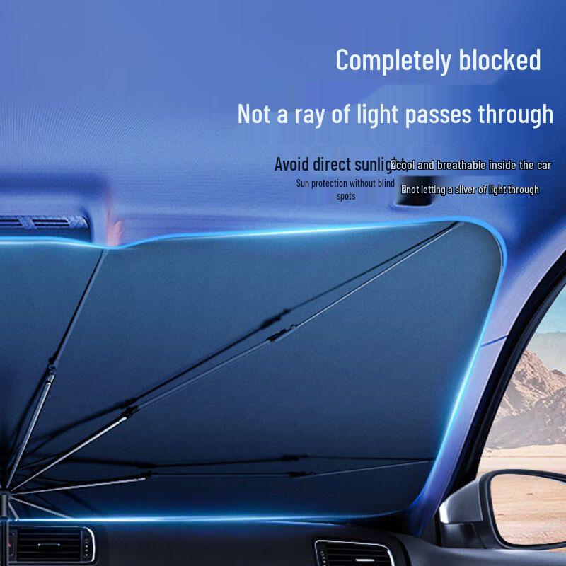 Umbrella-Style Car Windshield Sunshade for Heat and UV Protection