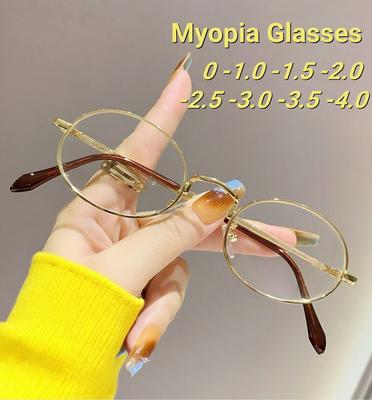 New Fashionable Ultra Light Oval Frame Women Myopia Glasses Small Frame High End Luxury Anti Blue Light Eyewear