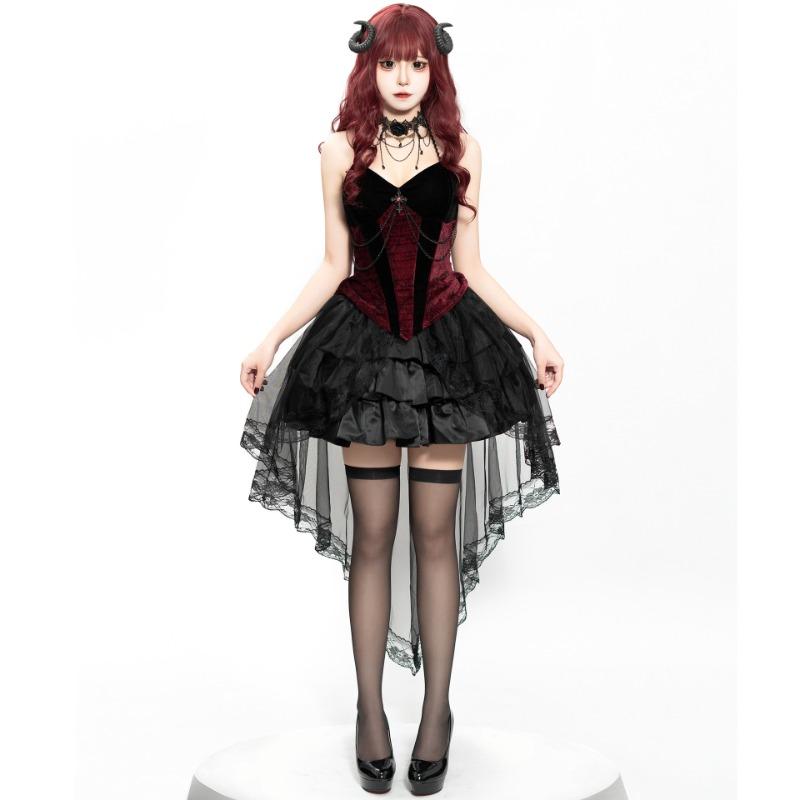 Halloween Court Duchess Diablo Gothic CO Uniform Cosplay Vampire Demon Witch Lace Dress