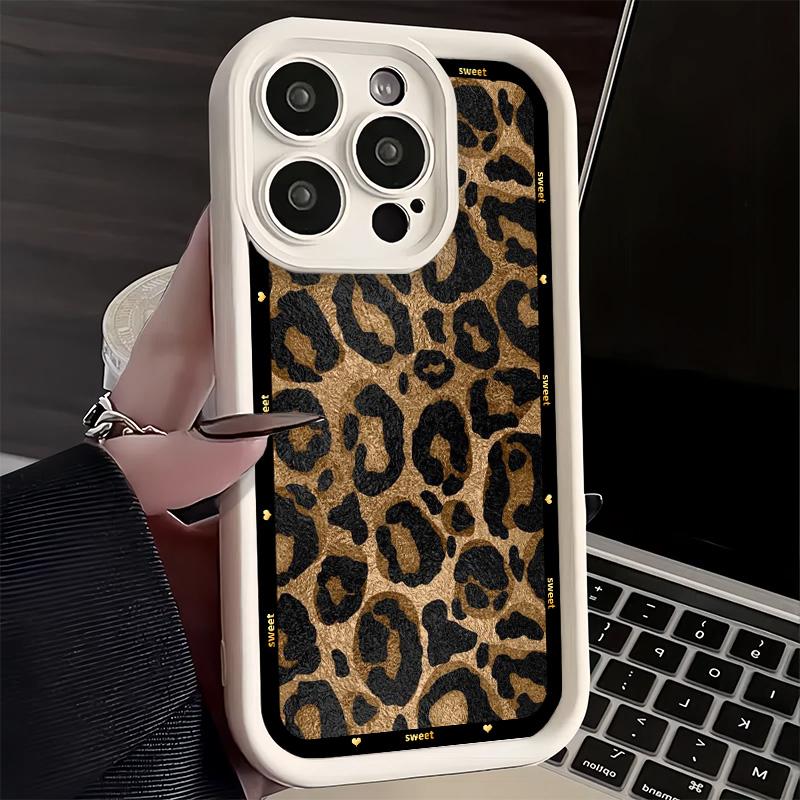 Phone Case for iPhone 17 Air 16E 15 16 Pro Max Fashion Sweet Leopard Print Cover 14 Plus 13 12 Mini Soft Shell Silicone Fundas