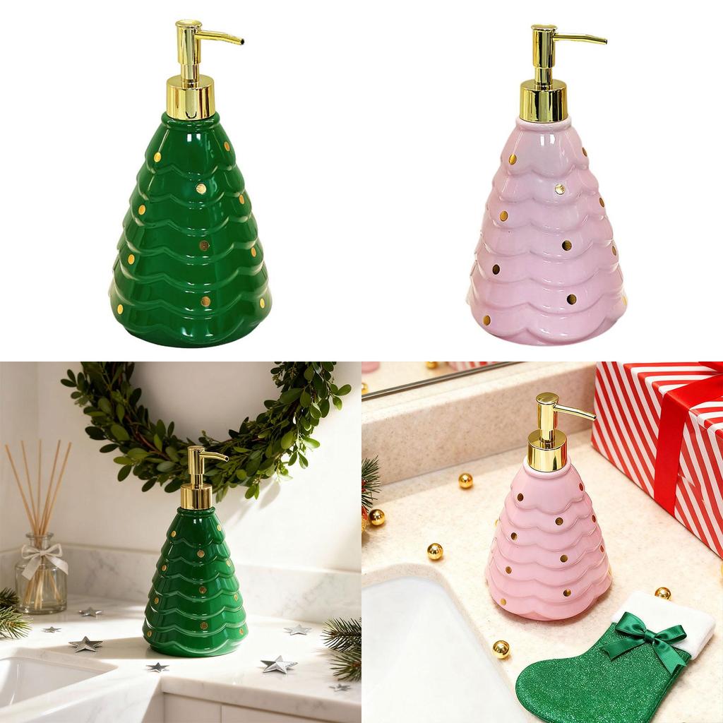 Xmas Tree Hand Soap Liquid Dispenser Lotion Dispenser Christmas Decor Container for Laundry Room Bathroom Vanity Washroom