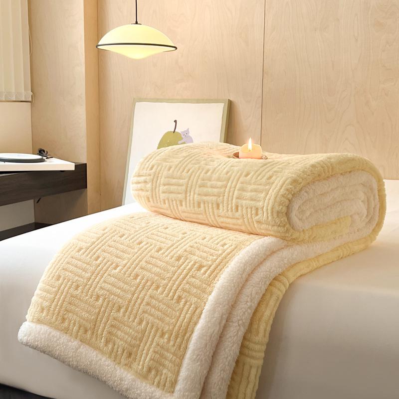 Soft Jacquard Lambswool Cotton Fleece Blanket for Autumn/Winter