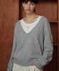 MELLY&ROSE Rose Pure Wool Deep V-Neck Pullover (319231)_L/Grey