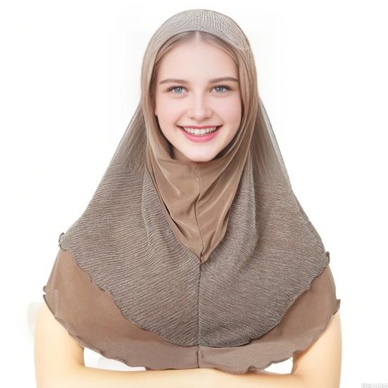 Women Headscarf Hat Lightweight Breathable Soft Crystalline Golden Wire Design Head Wrap Color-blocked Turban Hat