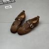 Retro British Style Fashion Belt Buckle German Training Shoes Women's New Niche Inner Height Increase Casual Versatile Small Leather Shoes