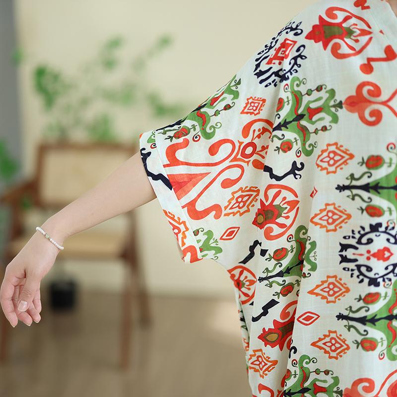 DIMANAF New 2026 Women Plus Size Summer Casual Long Dress Cotton Loose Oversize Maxi Floral Print Beach Sundress