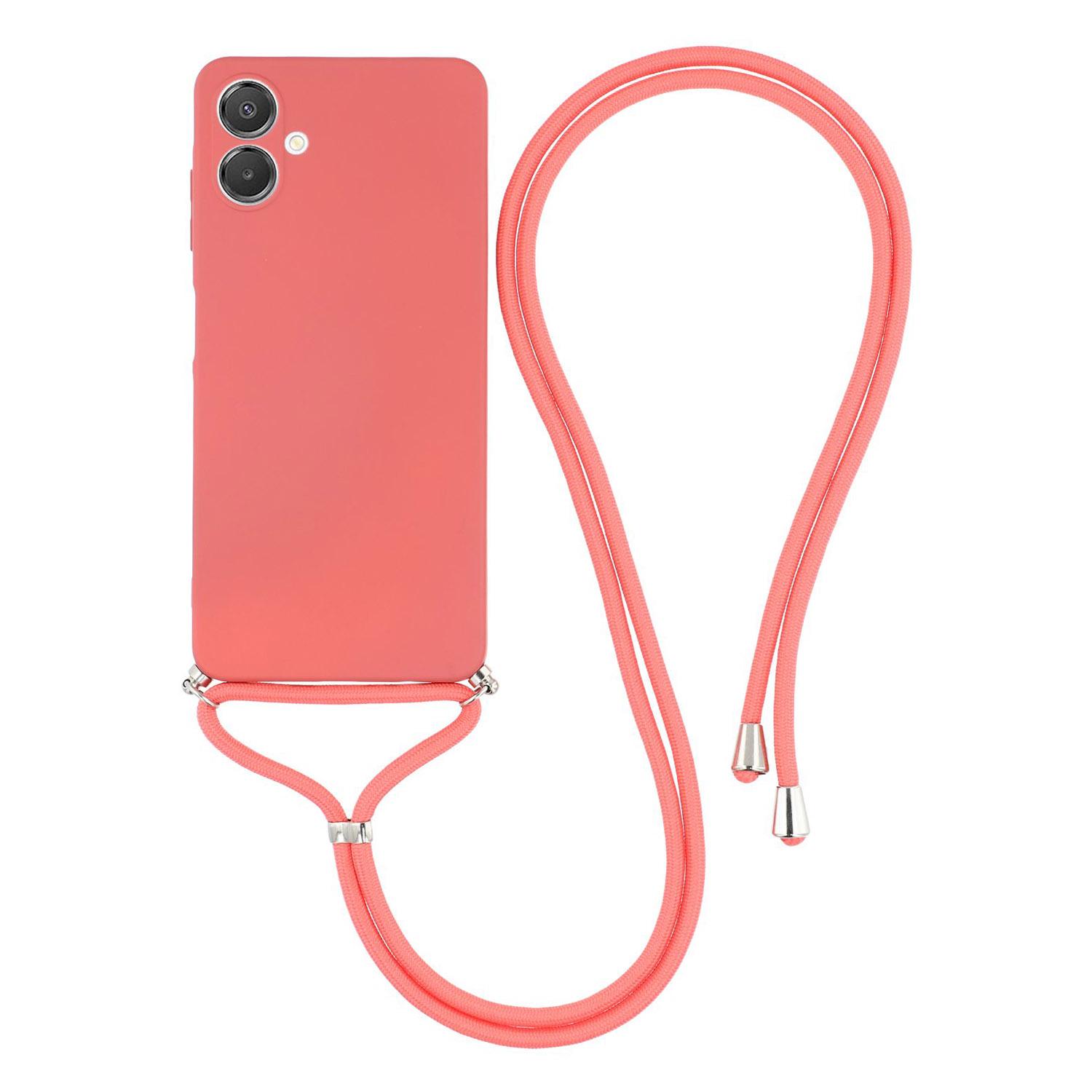 

For Samsung Galaxy A05 4G Case Flexible TPU Fiber Lining Anti-Shock Crossbody Phone Cover Hawthorn Red