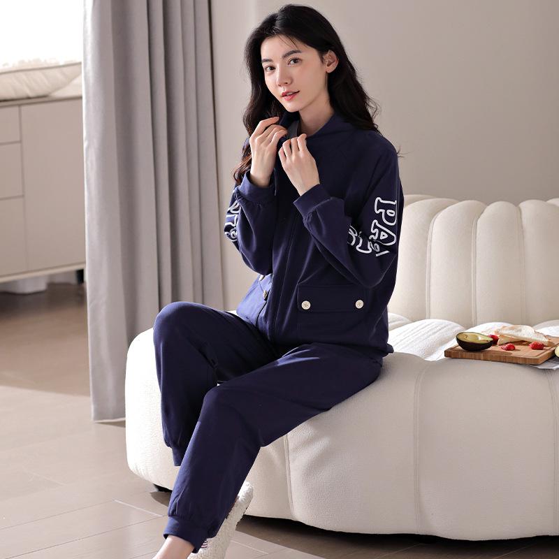 Women's Casual Autumn/Winter Pure Cotton Warm Long-Sleeve Two-Piece Sports Suit