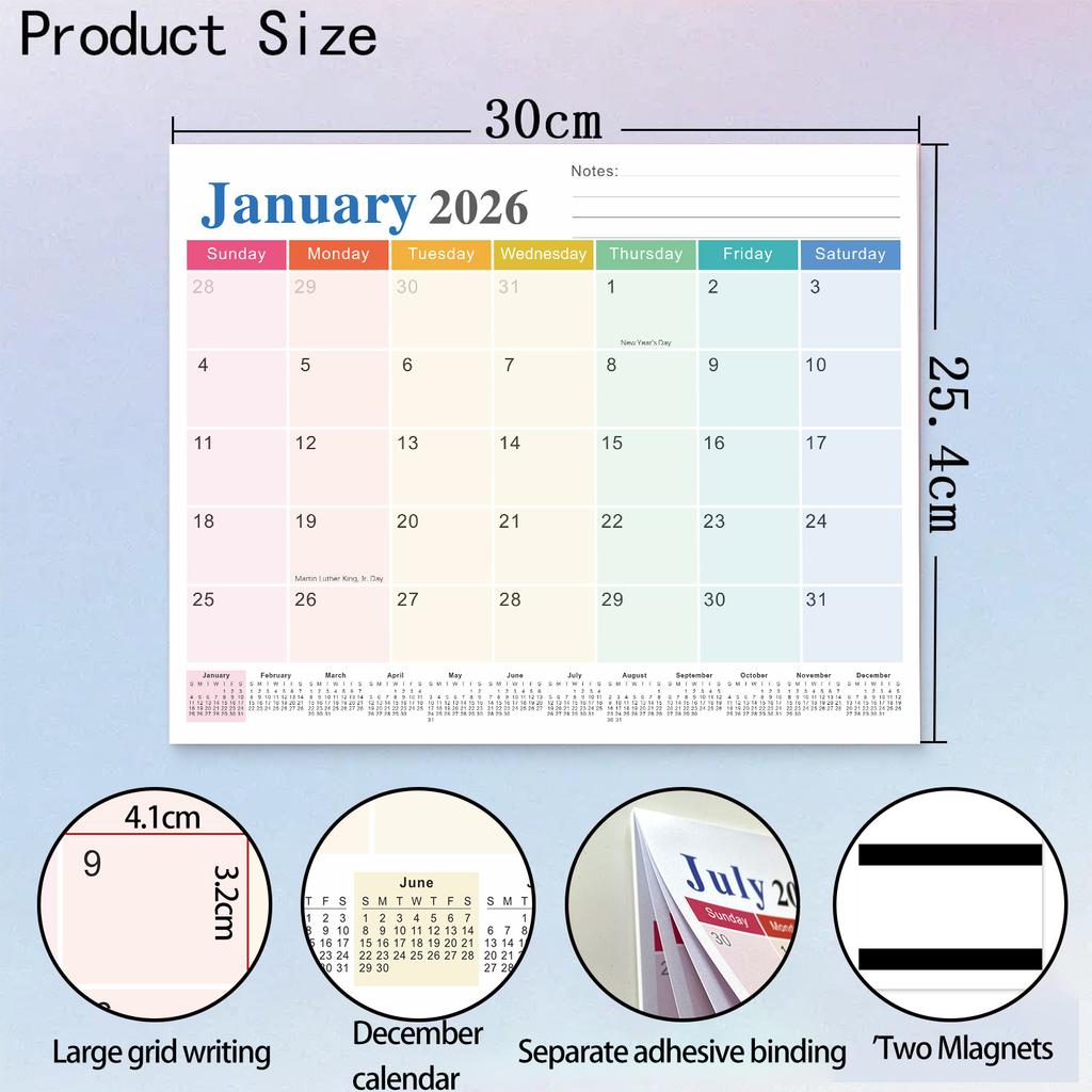 Refrigerator Magnets Calendar 2026 English Calendar 18 Month Magnetic Refrigerator Sticker Agenda Planner To Do List Home Decor