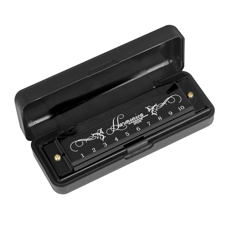 1-Piece Colorful Harmonica 10 Hole 20 Tone C Key ABS Eco-friendly Plastic Parts in Red Silver Black