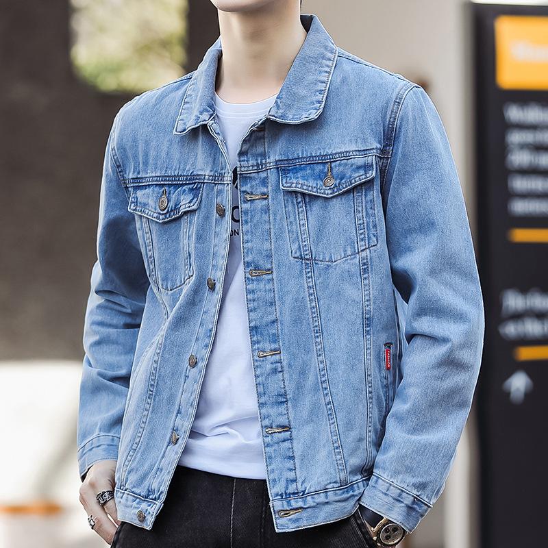 Men Blue Classic Denim Jackets Solid Jean Coats Male Cotton Denim Coats Spring Autumn Outwear Casual Cowboy Jackets