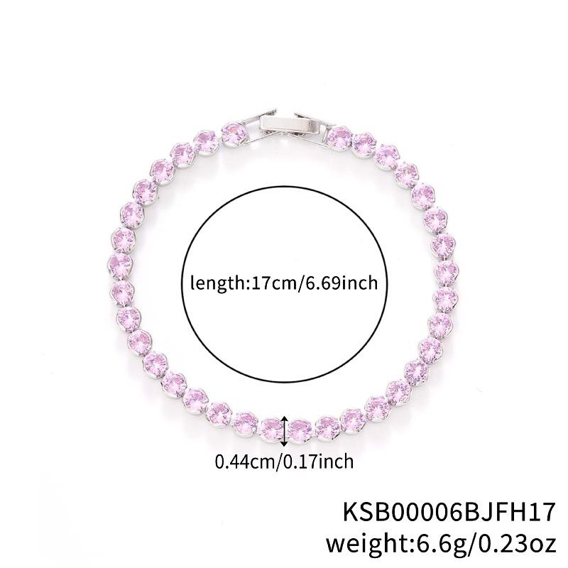 Mary Kashi Fashion Jewelry - Multi-sku Crystal Bracelet, Electroplated Aaa Cubic Zirconia Bracelet, Diamond-accented 4mm