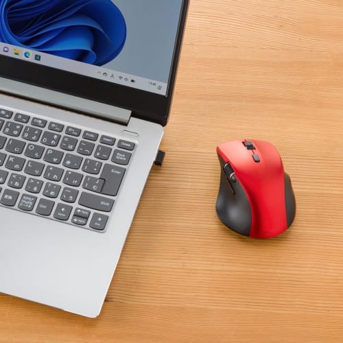 SANWA SUPPLY Silent Wireless Mouse (with Side Wheel, 5 Buttons, Red) MA-WBS524R
