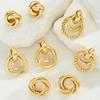 8pcs Vintage Gold Color Metal Twisted Earrings Set Fashion Hollow Rope Knot Stud Earrings For Women Versatile Party Jewelry Gift
