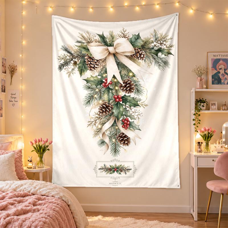 Christmas Printed Tapestry Wall Hanging For Bedroom Living Room Wall Decor Holiday Gift