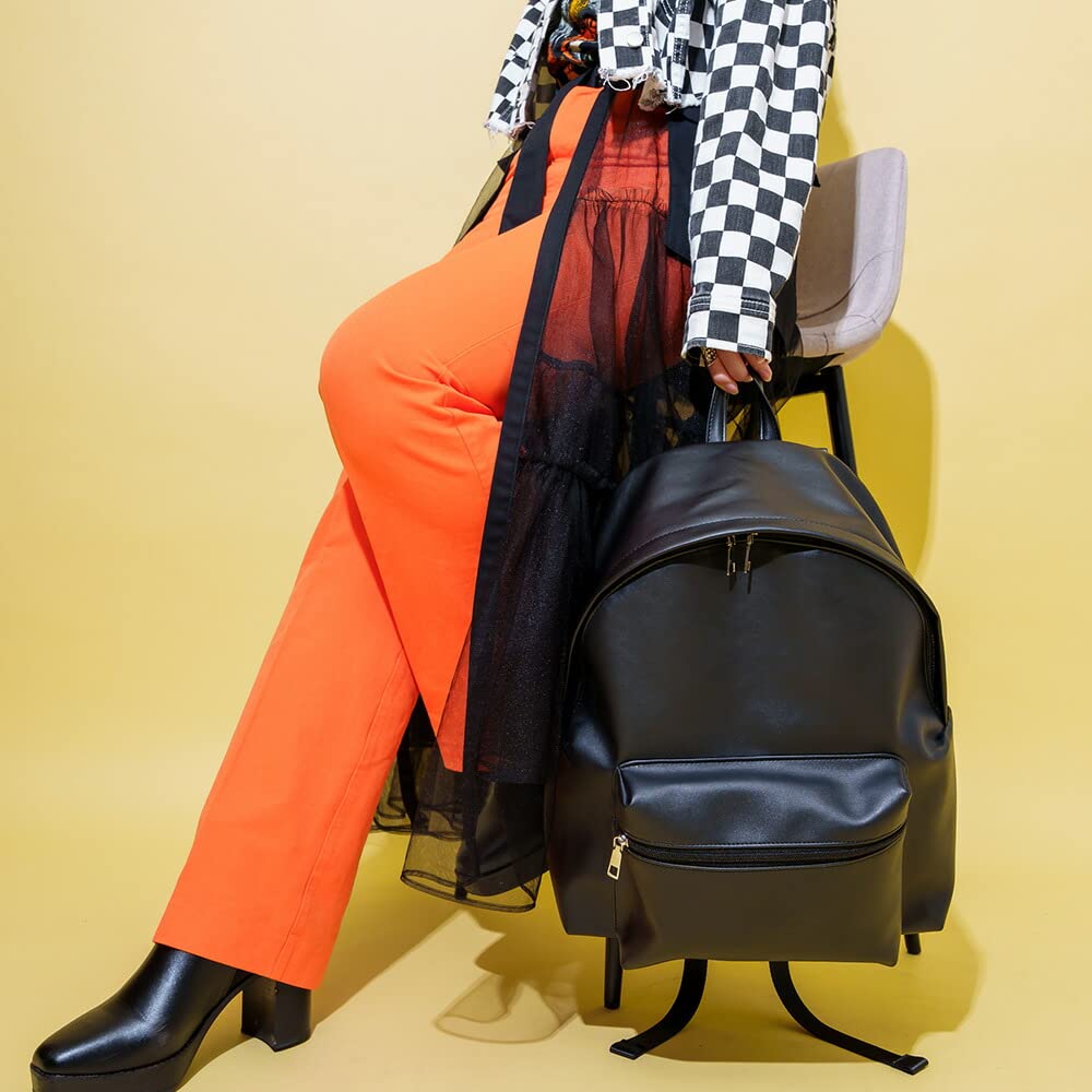 Quadratischer Rucksack Outdoor Groß Leicht Rucksack Einfach Schlicht Rückenreißverschluss Große Kapazität A4 Schwarz Kostenlos [Gerät+] Damen Herren