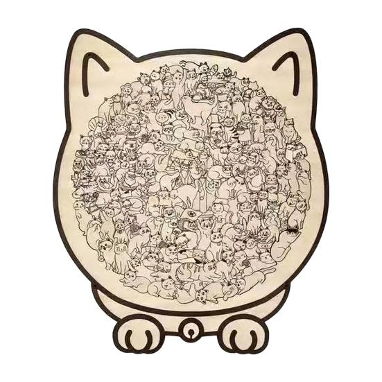 Quebra-cabeça de Madeira de 135 Peças em Forma de Gato Mailard/Macaron/Madeira/Cores Morandi Quebra-cabeças de Formato Animal para Adultos Amantes de Gatos