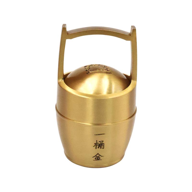 Brass of Gold Rotating Ornament Landscape Copper Jar One Bucket of Rivers and Mountains Creative Office Wine Cabin