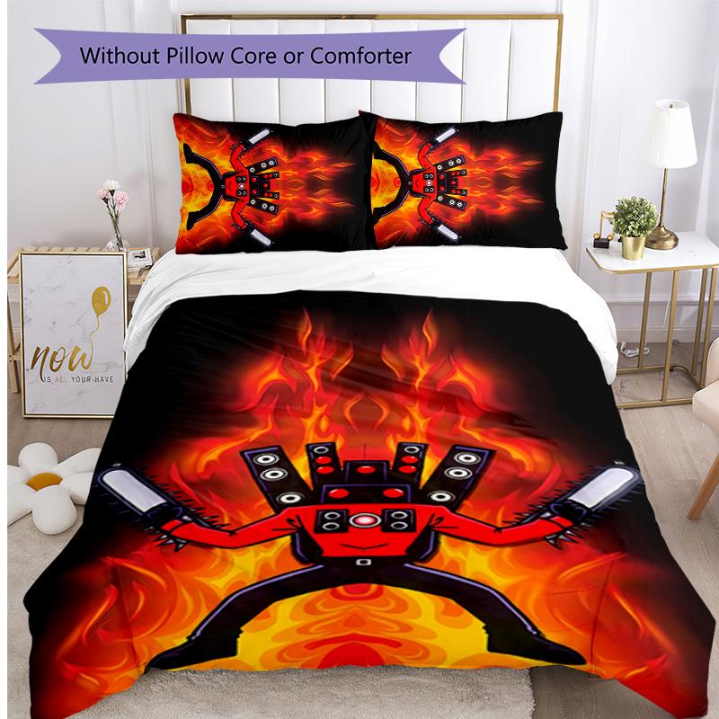 skibidi toilet Printed 3PCS Bedding Set Soft Breathable Duvet Cover Pillowcases Set Washable Bedroom Decor Home Gift