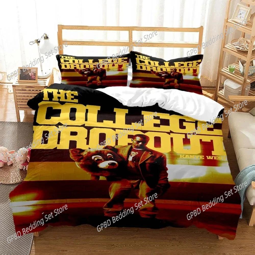 Rapper Kanye West Musik 3D Bettwäsche-Set Bettbezug Kissenbezüge Einzelbett Twin Full Queen King Size Heimdekoration Tagesdecke Jungen Geschenk