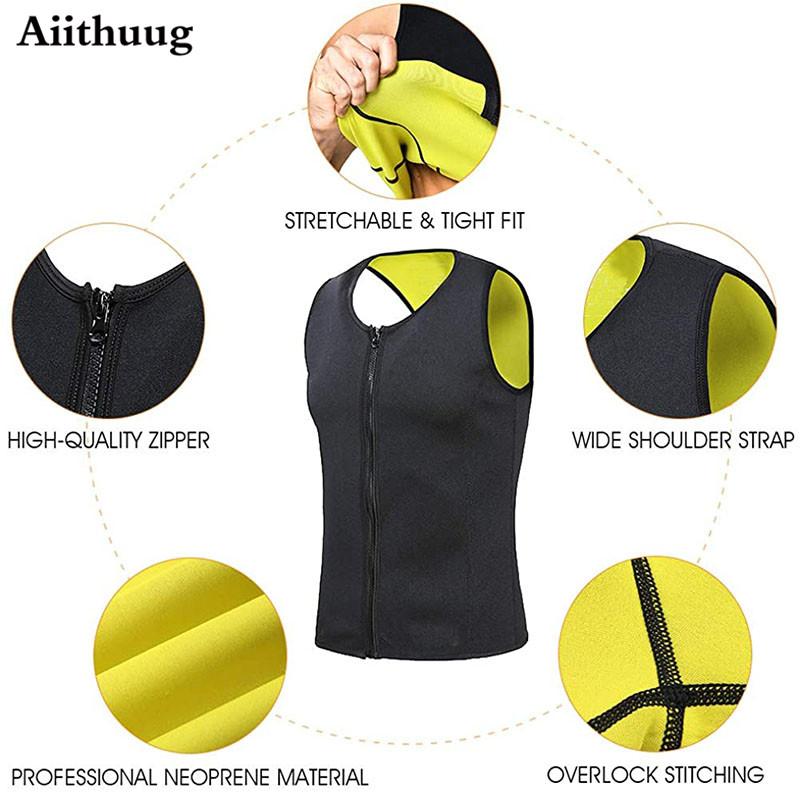 MrifDila Sweat Sauna Vest for Men Workout Waist Trainer for Loss Weight Zipper Neoprene Sauna Suit Men Workout Suit Plus Size