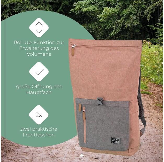 Backpack Travelite Basics Rollup 35 Pink/grey (096310-17)