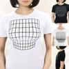 Ladies Casual Round Neck Creative Fun Funny Visual Short-sleeved T-shirt