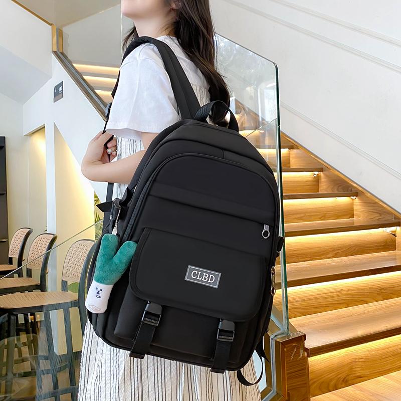 Four-Piece Backpack Set Student Schoolbag Women's Solid Color Backpack