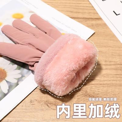 Warm Gloves Autumn and Winter Piled Thickened Cute Bow Haircut Outdoor Riding Women's Driving Gloves
