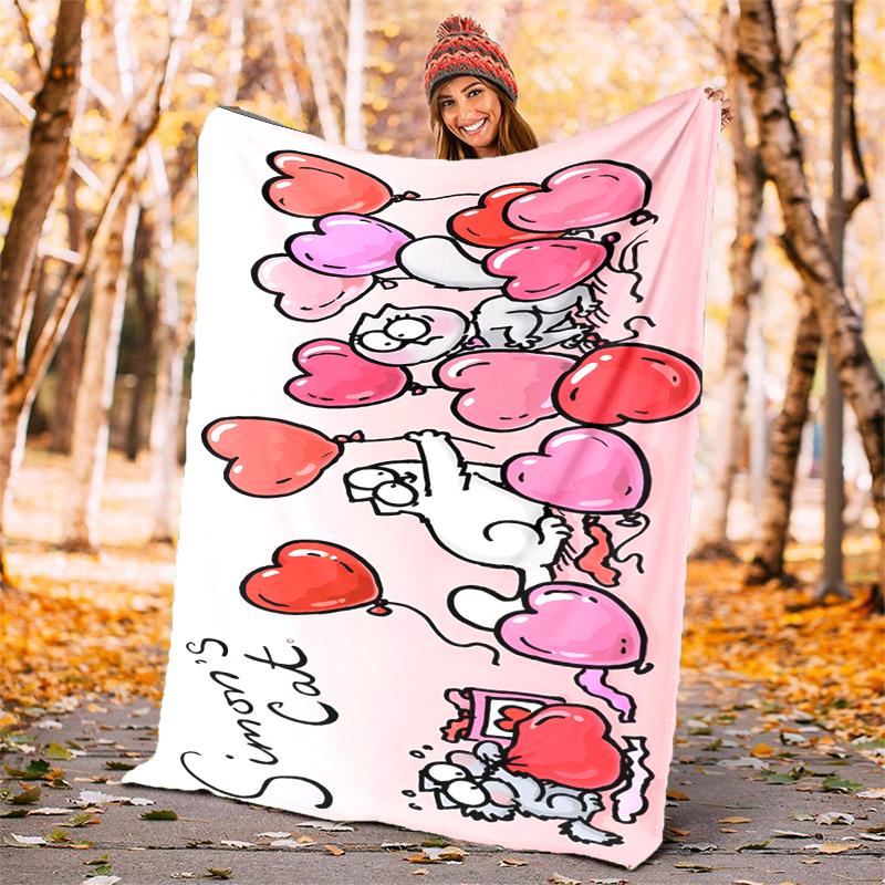 Simon's cat Flannel Blanket Soft Warm All-Season Throw, Design for Camping, Car Travel, Hiking Sofa, Bed, Office Perfect Gift for Parties