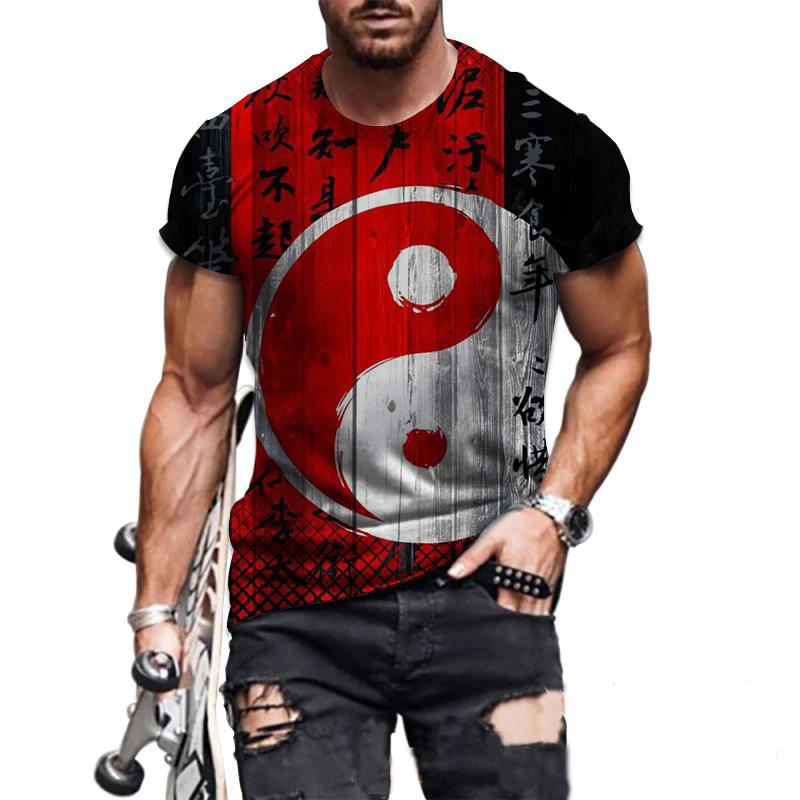 3D Tai Chi Yin Yang Printed Men's T-shirt, Street Fashion Personality,