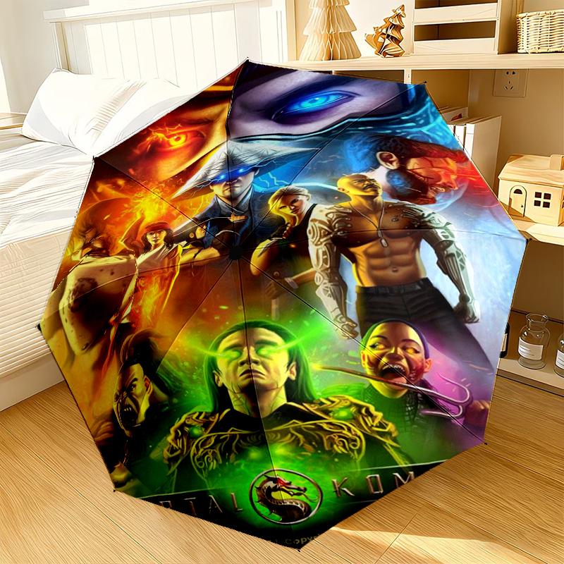 Warriors Of The Mortal Kombat Umbrella 8-Frame for Travel, camping, Casual Lightweight Portable Umbrella, Essential for every family Holidays Gift