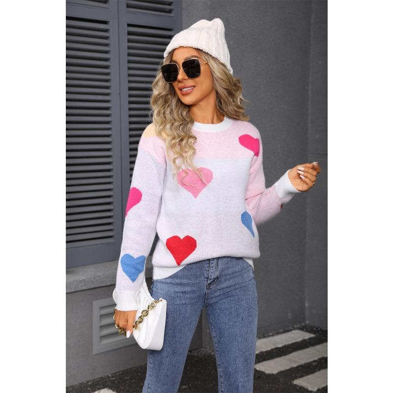New Spring Collection: Heart-shaped Valentine's Day Mini Heart-shaped Sweater, Round-neck Knitted Pullover Sweater for Women
