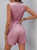 2025 Summer European & American V-neck Sleeveless Striped Short Jumpsuit