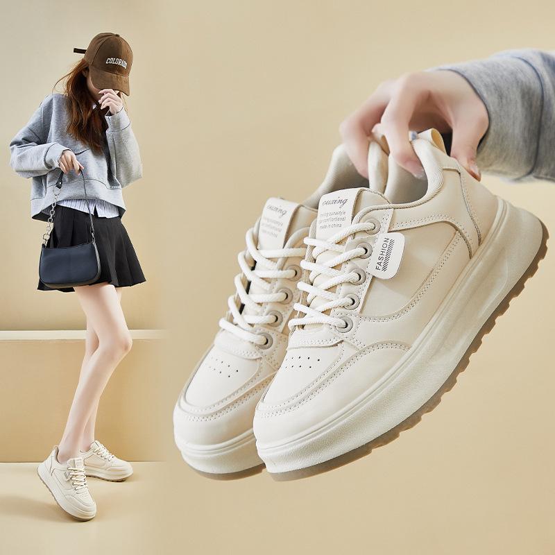 2025 Spring White Korean Style Women's Height-Boost Sneakers Q5615