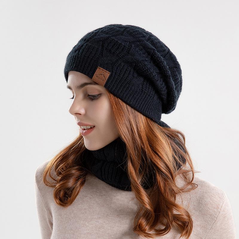 Dámská podzimní zimní zateplená vlněná čepice Unisex pletená plyšová zesílená zateplená čepice