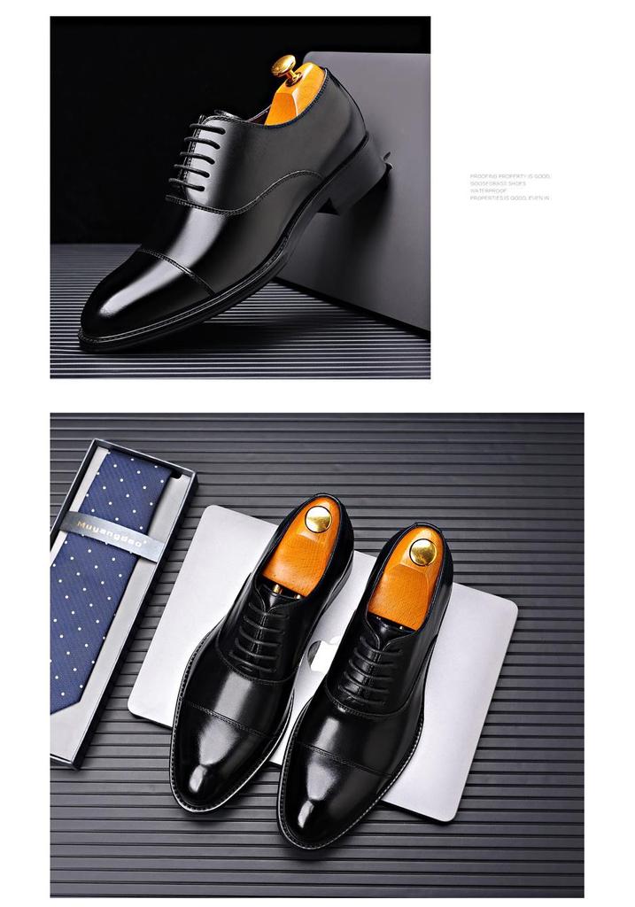 Herren Cap Toe Oxford Schuhe aus Rindsleder - Formelle Leder Business- & Hochzeitschuhe, Britischer Stil, Ganzjahres