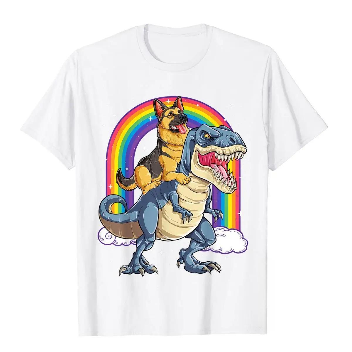 

GerUnisex Shepherd Riding Dinosaur Tyrannosaurus Tshirt Womens Rainbow Tshirt Top Tshirt Fashion Tshirt Womens Clothing Y2K S