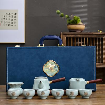 Ceramic Kung Fu Tea Set Ru Kiln Side Pot Teacup Gold-painted Retro Business Gifts Advertising Gifts