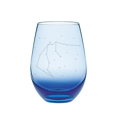 Sparkling Rhinestone Tumbler Glass Featuring the 12 Constellations of the Aquarius Constellation. Choose from Three Colors (blue).