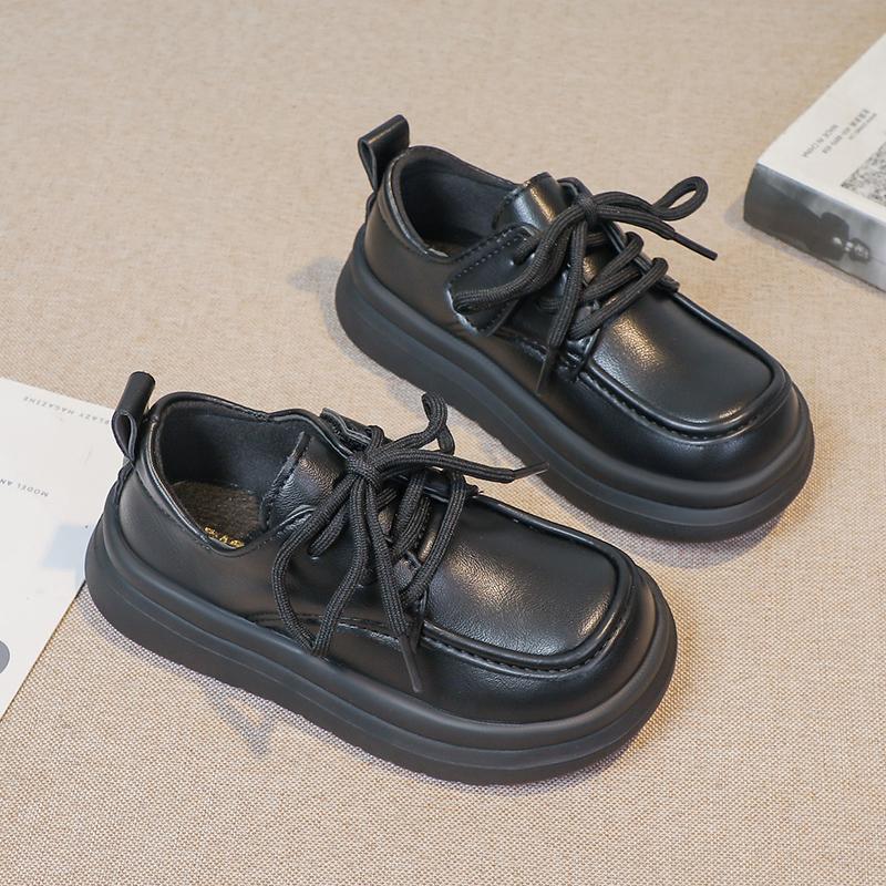 New Girls Princess Leather Shoes Kids Black School Performance Shoes Formal Uniform Versatile Children's Flats Fashion Matte PU