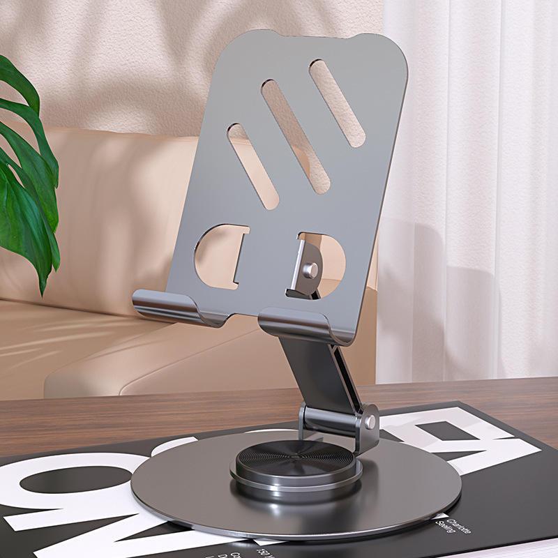 360° Rotatable Adjustable Full Metal Rotating Phone Holder Desktop Tablet Universal Metal Holder Lay Flat