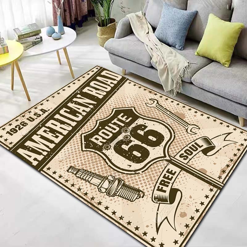 HD Vintage American History Route 66 Mother's Road Carpet Living Room Bedroom Home Decor Kitchen Bathroom Non Slip Carpet Gift